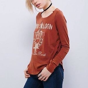 Free People Nova Saloon Rust long sleeve tee